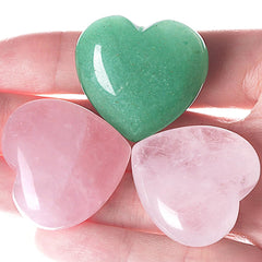 XIANNVXI 3Pcs 30mm Rose Quartz Clear Quartz Aventurine Natural Healing Crystal Heart Stones Set Polished Love Palm Pocket Gemstones for Chakra Reiki Gifts