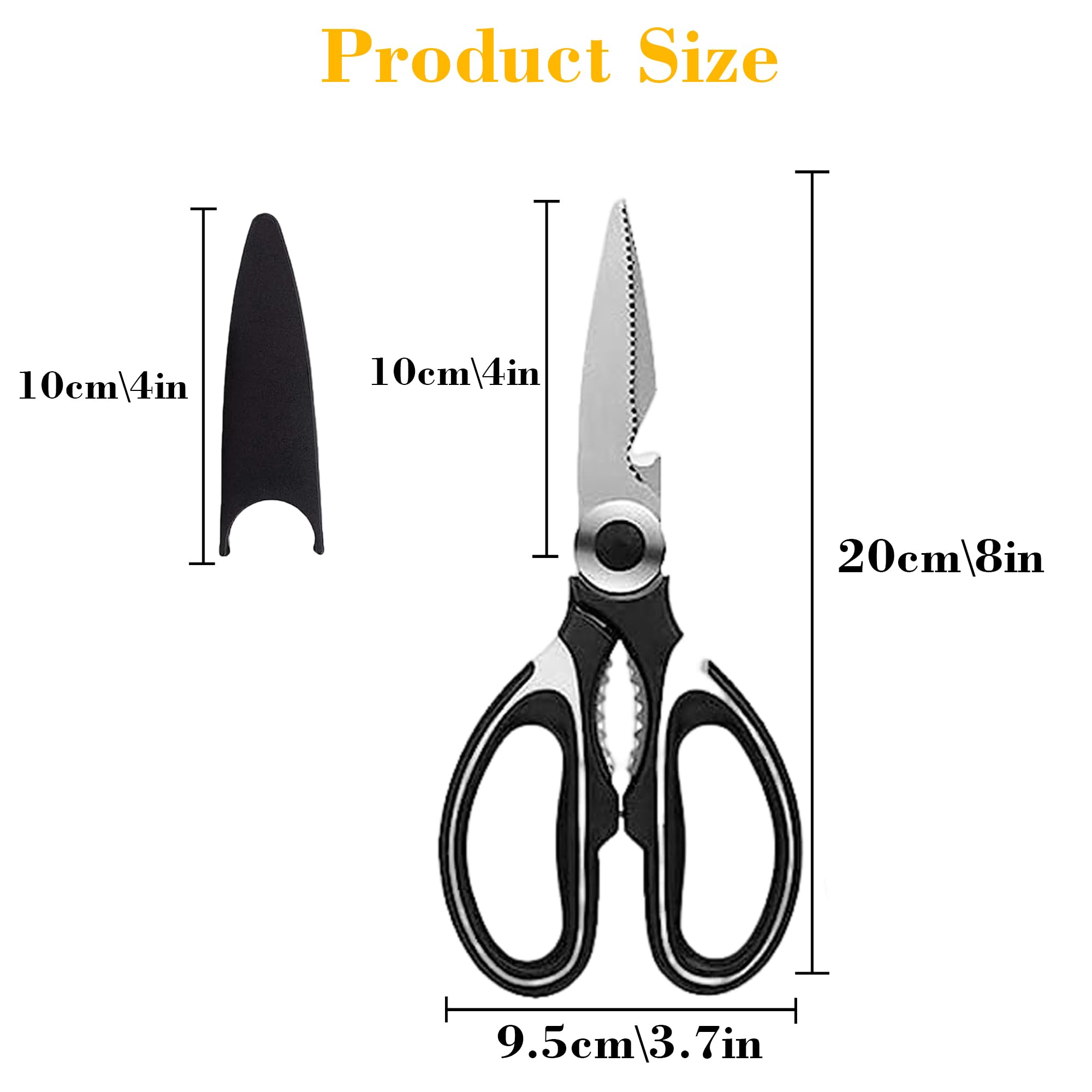 KISUOMAOYI Heavy Duty Kitchen Scissors, Sharp Kitchen Scissors Multipurpose Utility Stainless Steel Scissor, Kitchen Shears for Chicken, PoultryMeat, Vegetables, Herbs, BBQ,Bottle & Jar Opener(Black)