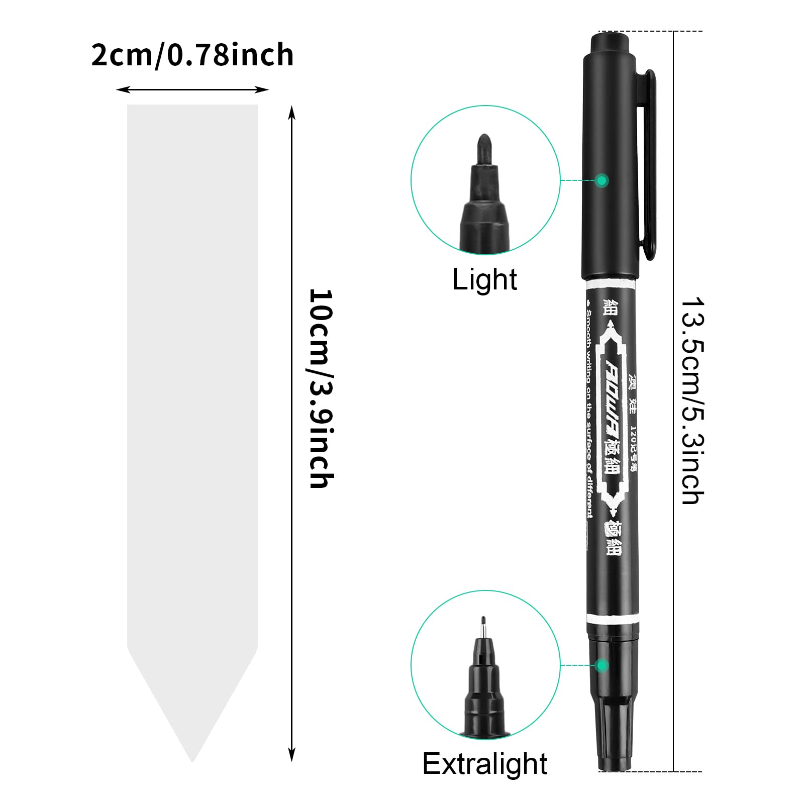 100 PCS Plastic Plant Labels Reusable Garden Plant Tags with Marker Pen, Plant Name Labels Seed Labels (2×10cm) for Outdoor Indoor Plants Herbs, Flowers, Vegetable, Plant Label Marker