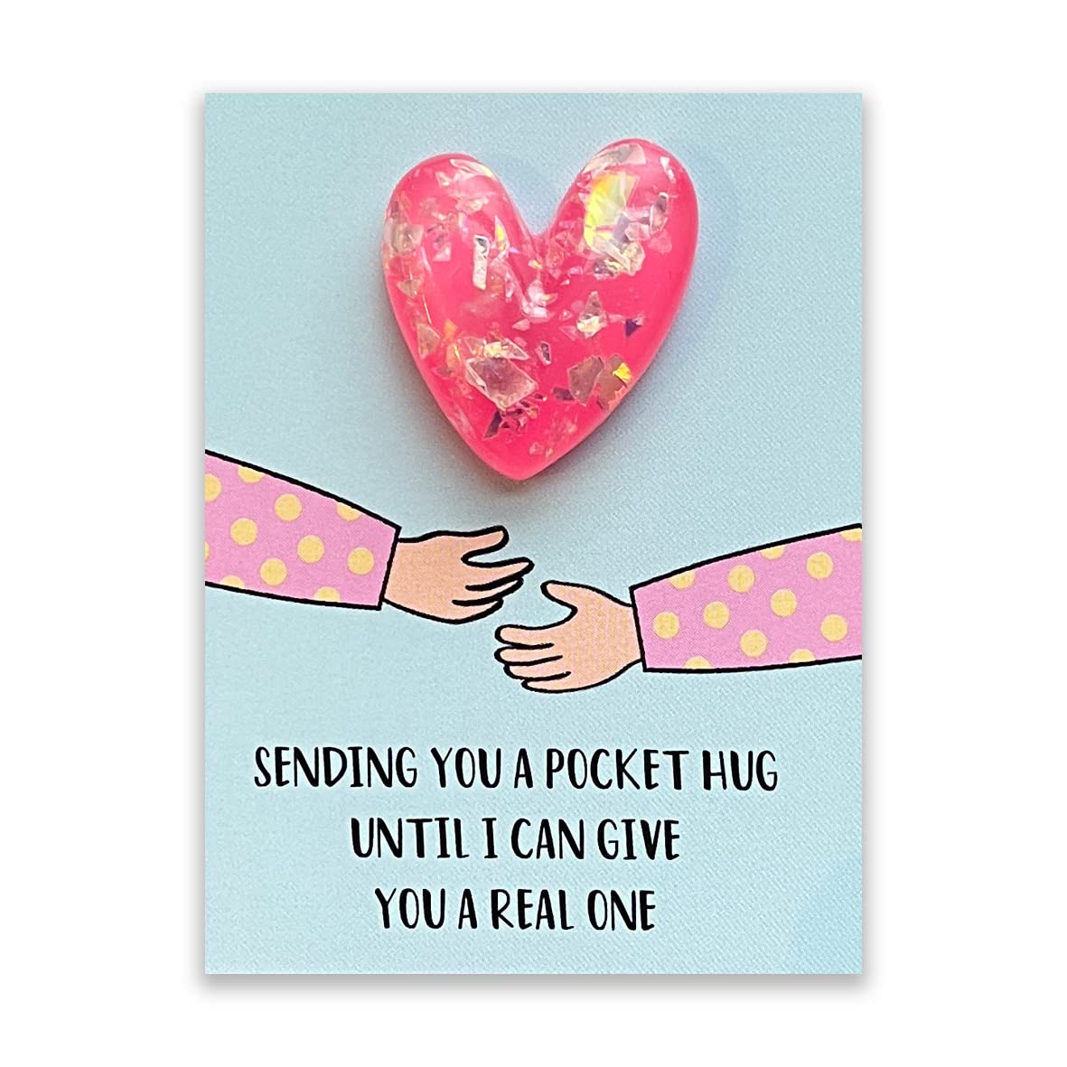 Little Pocket Hug – Handmade Gift Card and Resin Heart – Adorable Pocket Hug Token for Long Distance Friends, Postable Gift, Send a Hug – Special Wallet Card Keepsake - 5.5 x 8.5 cm