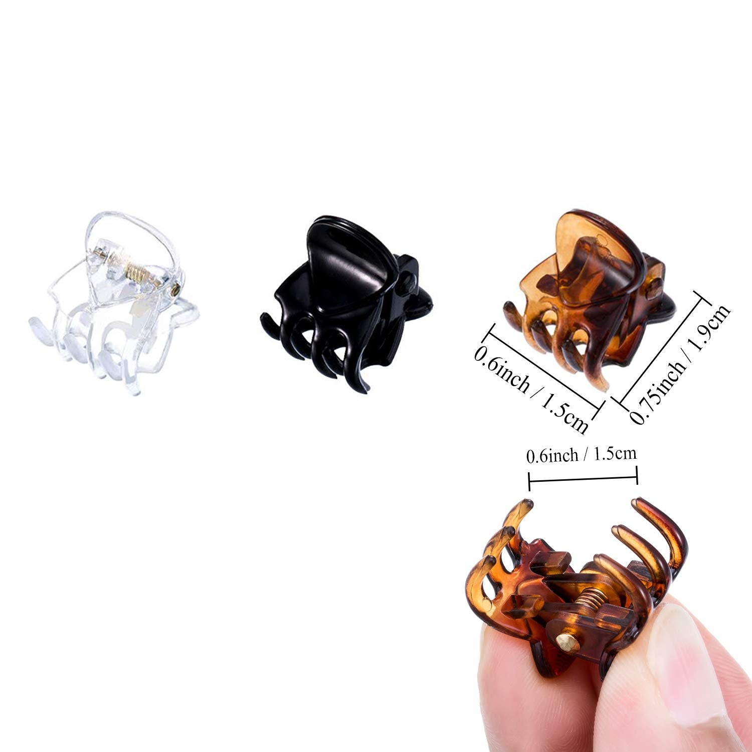 72 Pcs Small Hair Clips, Funtopia Mini Claw Clips Claw Hair Clips for Women and Girls, Plastic Tiny Hair Clamps with a Box (Black, Brown and Clear)…