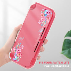 DLseego Case Compatible with Switch Lite, Protective PC Cover for Switch Lite, Clear Switch Lite case witch Anti-abrasion and Anti-scratch Design,Peach Blossom