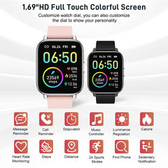 Smart Watch, Fitness Tracker 1.69 inches Touch Screen Fitness Watch with Heart Rate Sleep Monitor, Step Counter Smart Watch for Women Men Activity Trackers IP68 Waterproof Smartwatch for iOS Android