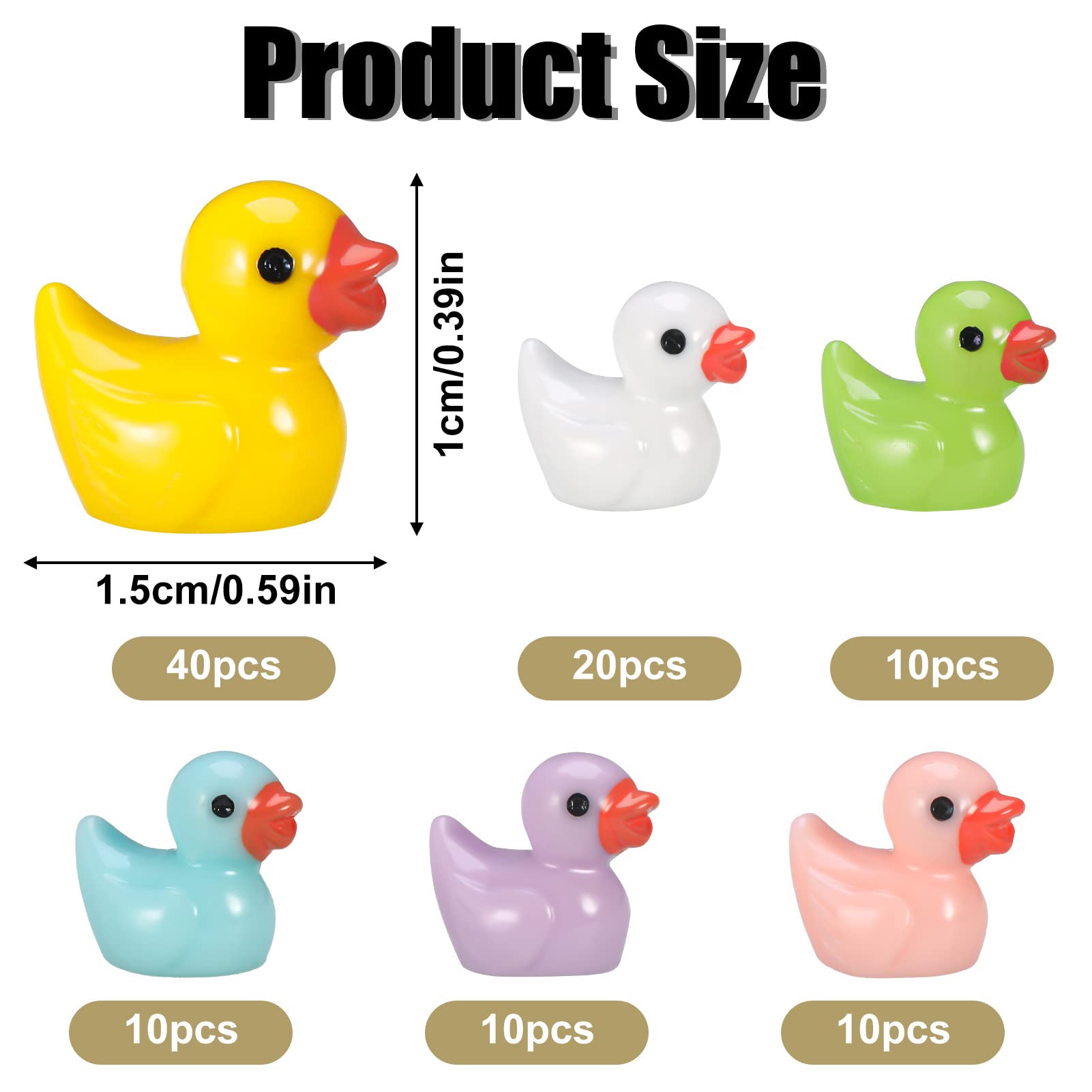 Firtink 100 Pack Mini Resin Ducks Figures, Cute Tiny Ducks Resin Miniatures Fairy Garden Aquarium Dollhouse Landscape Decorations Mini Stuff Figures for Home Decor