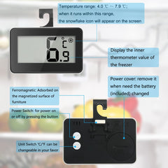 Fridge Thermometer Digital Refrigerator Thermometer, Suplong Digital Waterproof Fridge Freezer Thermometer With Easy to Read LCD Display (Black-2)