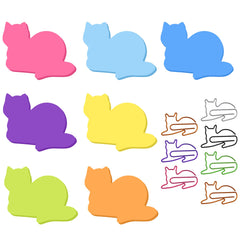 Cobee Cat Sticky Notes with Paper Clips, 7 Pack Cute Self-Stick Memo Note Pads Sticky Pad Cat Paper Clips Index Tabs (B)