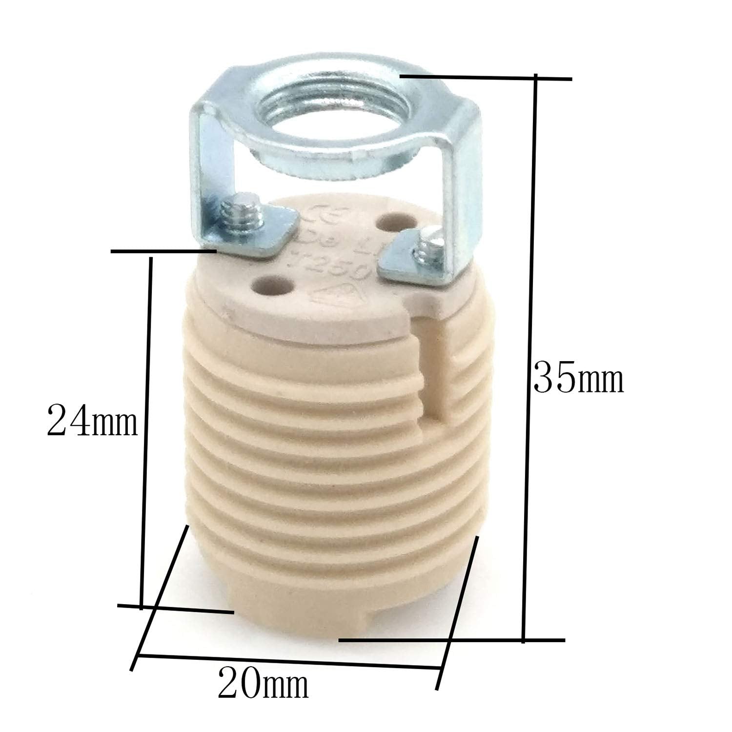 G9 Lamp Holders with Bracket,G9 Threaded Ceramic Halogen Socket with Ring and for G9 Light Bulb (6-Pack)