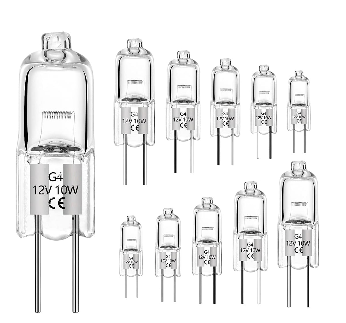 10W G4 Halogen Light Bulb Warm White 2700K,12V,Pack of 10