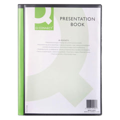 Display Book Q-CONNECT with Front Cover Pocket PP A4 460 Micron 20 Pockets Black/Document Archiving/Type-20 Pockets/Kind-with a Pocket/Index-N.a. / Pockets-N/D/Material-PP/Dividers-N.a. (Pack of 4)