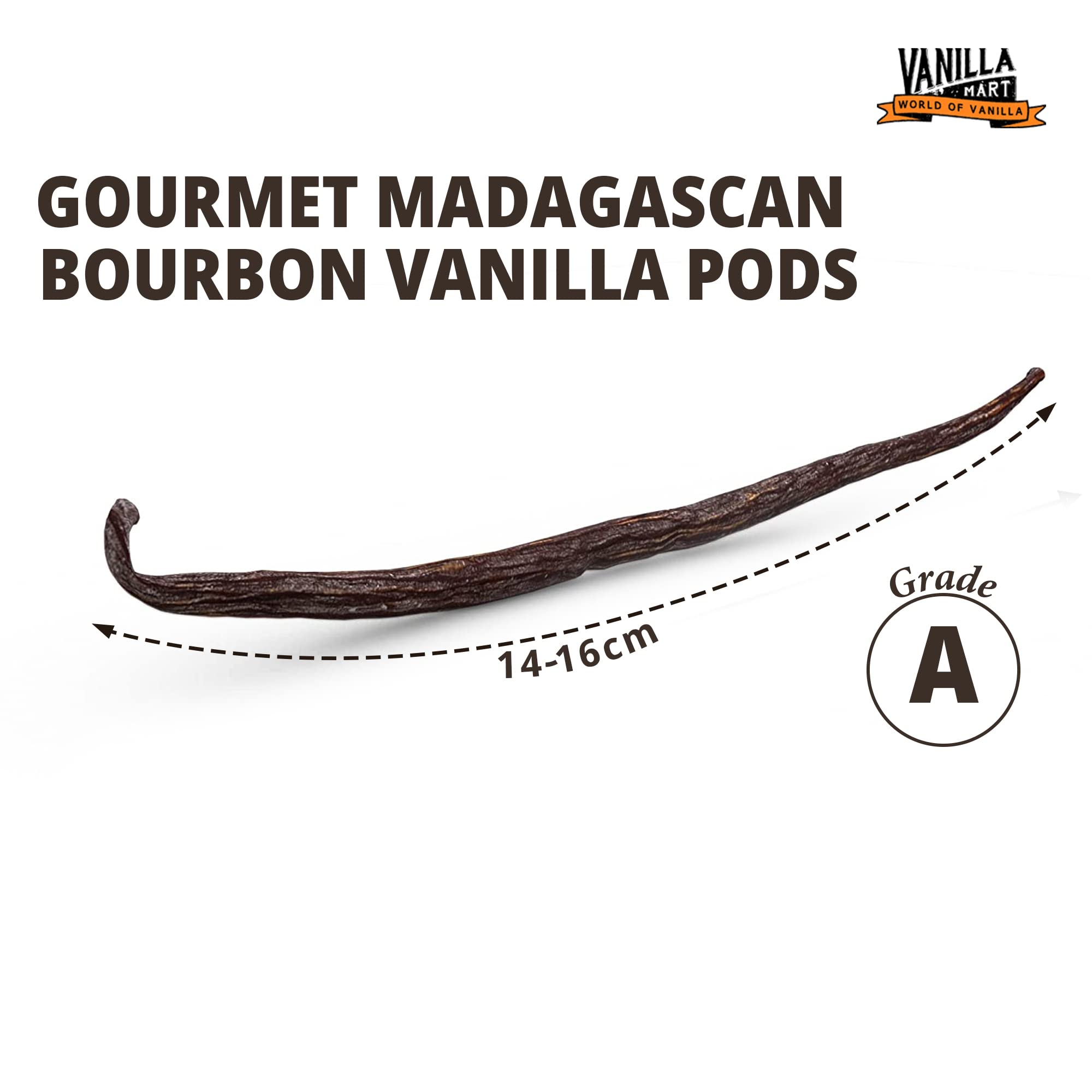 Madagascan Bourbon Vanilla Pods Grade A Planifolia Sweet and Creamy by Vanilla Mart (10 Pods)