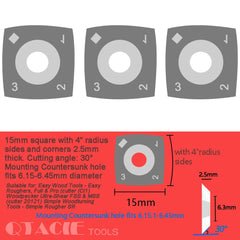 Wood Turning Chisel Carbide Cutter 15mm Square with 4 inchesRadius Ci1 Tungsten Carbide Tips for DIY Woodworking, Easy Roughers,Full &Pro Woodpecker Ultra-Shear FSS&MSS(cutter 20121) Simple Rougher SR, 3Pcs