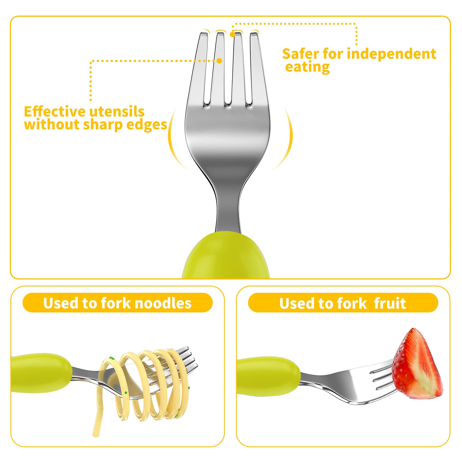 Lehoo Castle Toddler Cutlery, 6 Pcs Childrens Cutlery Set Stainless Steel, Includes 2 x Childrens Forks/Knives/Spoons, Kids Knife and Fork Sets(Forest)