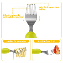 Lehoo Castle Toddler Cutlery, 6 Pcs Childrens Cutlery Set Stainless Steel, Includes 2 x Childrens Forks/Knives/Spoons, Kids Knife and Fork Sets(Forest)