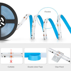 BTF-LIGHTING FCOB SPI RGB Flexible High Density LED Strip COB WS2811 IC LED Strip 3M 720LEDs/m 21W/M DC12V White PCB IP30 Chasing Colour(Without Controller and Power Supply)