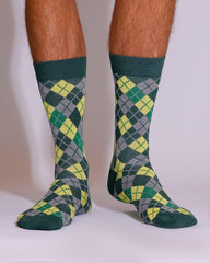 ECO CHIC Mens Bamboo Socks Breathable Hot and Cold Weather UK 6-11 Single Pair (Argyle Green)