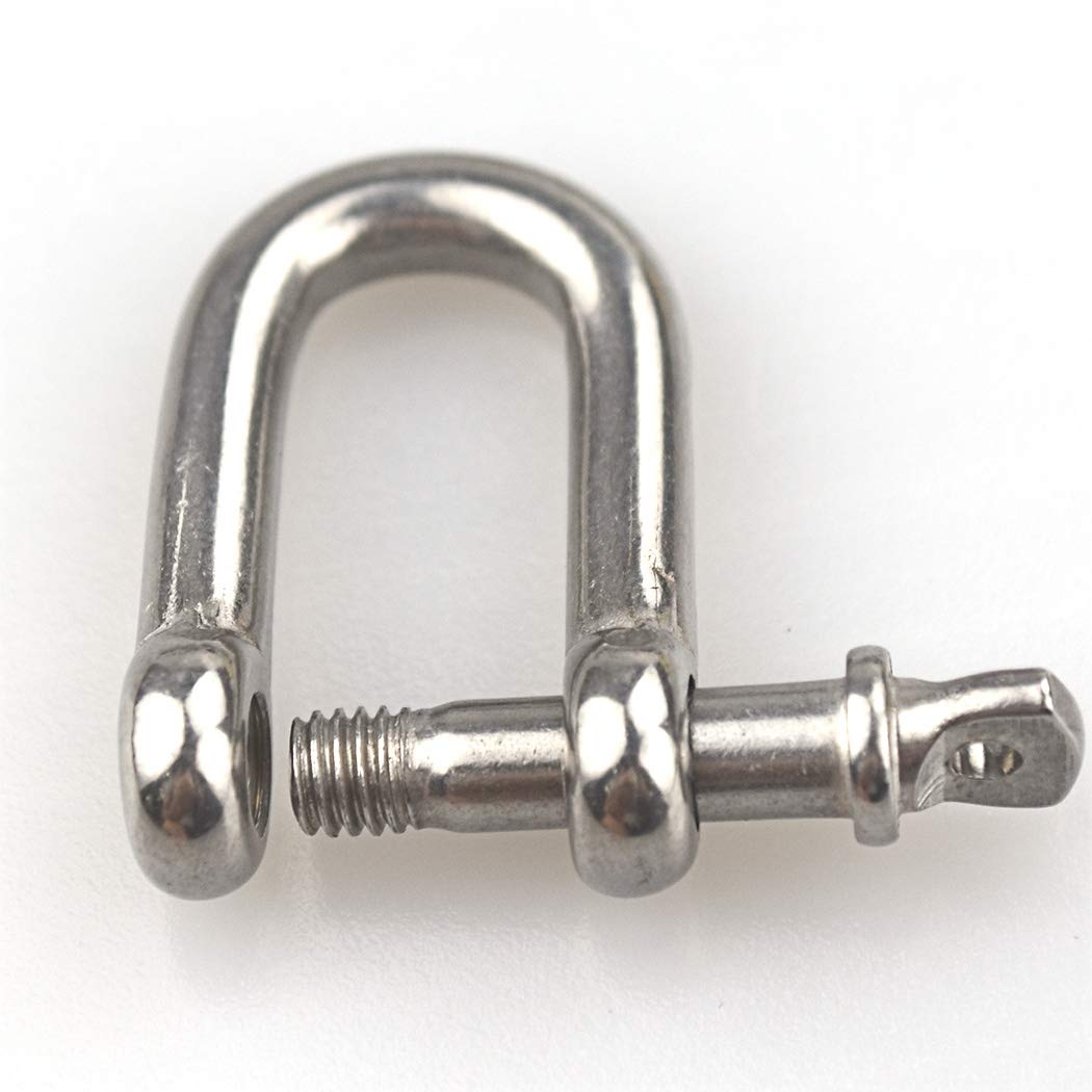 Pack-of-10 M6 D Ring Shackle Locks 304 Stainless Steel for Heavy Duty Rigging, Hauling, Steel Chain Link