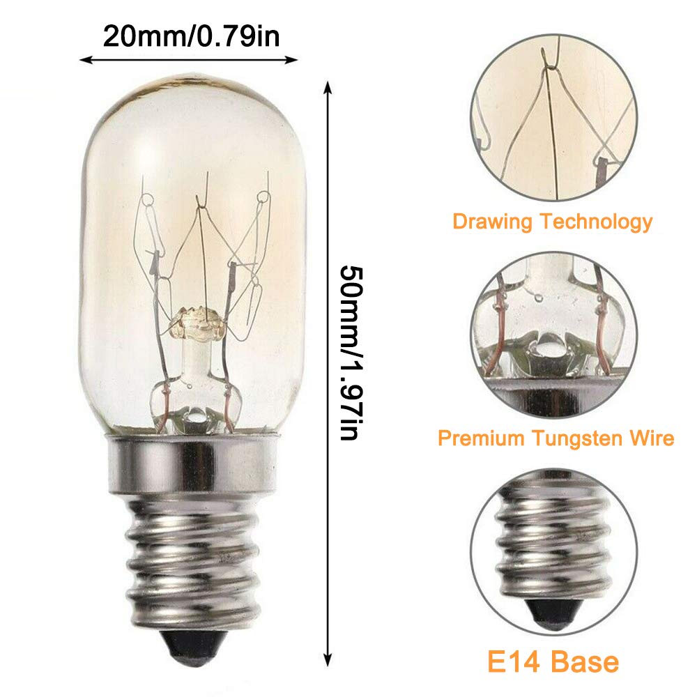 15W E14 Fridge Bulb 240V, Pygmy Freezer Light Bulbs SES Sewing Machine Bulbs Small Edison Screw Warm White 2700K 15W E14 Salt Lamp Bulb Screw in 360 Degree (3-Pack).