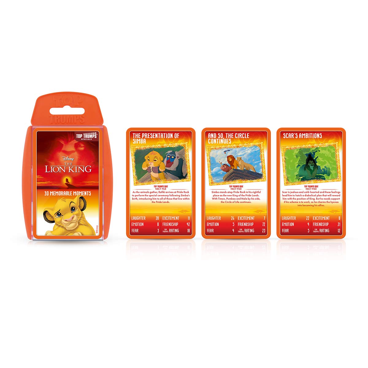 Top Trumps Disney The Lion King Specials Card Game, play with 30 memorable moments from the presentation of Simba to No Worries, educational gifts and toys for boys and girls aged 6 plus