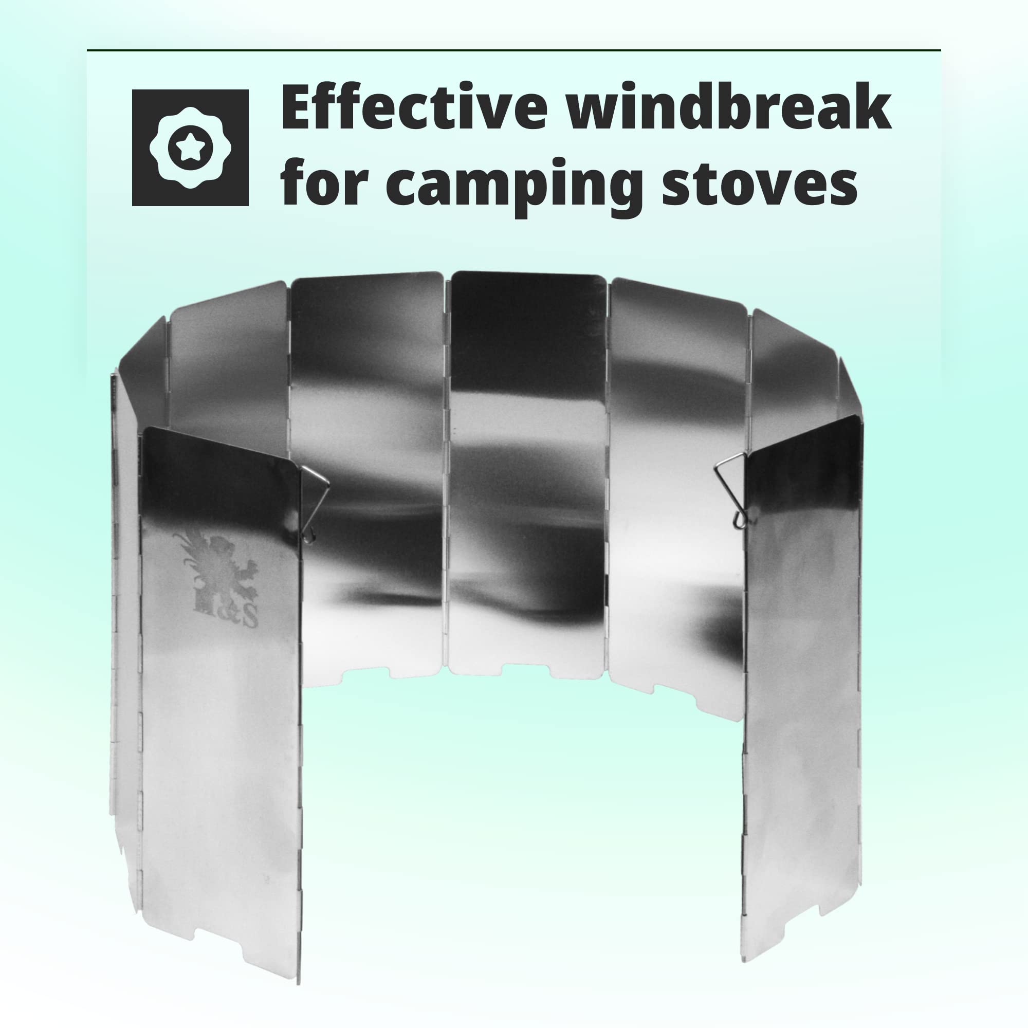 H&S 10 Plates Foldable Outdoor Camping Cooker Wind Screen Gas Stove Windshield - Wind Shield For Camping Stove - Foldable Camping Stove Windscreen - Camping Stove Windbreak - Hiking Cooking Equipment