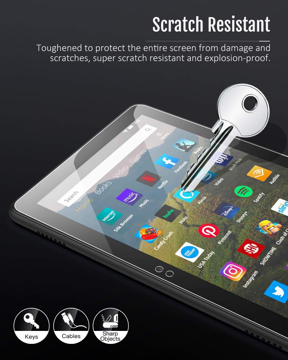 MoKo Screen Protector Fits All-New Fire HD 8 Tablet (12th Generation, 2022 release) / Fire HD 8 & 8 Plus (10th Gen, 2020 Release), Anti-Scratch 9H Hardness HD Clear Tempered Glass Screen Film - Clear