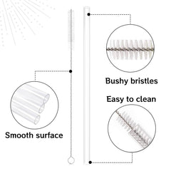 6Pcs Replacement Cup Straw and Straw Brush,Straw Brush Easy to Clean Water Bottle Straw Replacement for Designated Water Cup,Reusable Clear Straws,Transparent with Special Compatibility