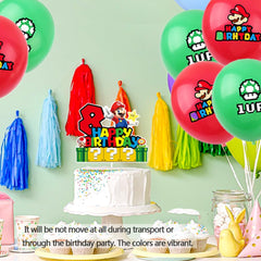 YOOYEH 1 PCS Mario Party Cake Toppers, 8th Cartoon Movie Themed Happy Birthday Party Supplies Decorations for Boys Girls Decorations (8th)