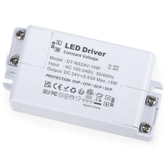 YAYZA! LED Driver 24V 15W, 240V to 24V LED Transformer 1.6A, IP44 Low Voltage Power Supply, AC to DC Adapter, Constant Voltage Driver for LED Strip Lights, Cabinet Lights, LED Bulbs, Ring Doorbell