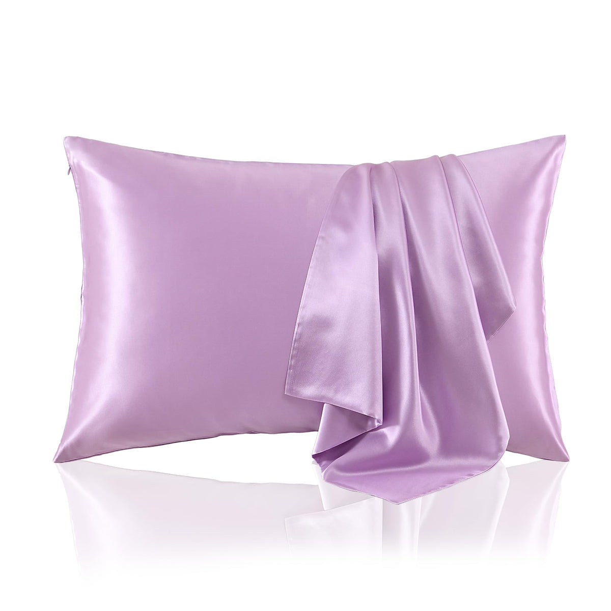 LOOMBERRY 100% Natural 22 Momme Pure Mulberry Silk Pillowcase for Hair and Skin Both Sides 22 Momme Highest Grade 6A with Hidden Zipper (Lavender, Standard (50x66CM))