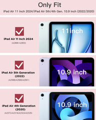 TiMOVO for iPad Air 11 Inch Case M2 2024, iPad Air 5th Generation Case 2022/iPad Air 4th Gen Case 2020 10.9 Inch, Slim Hard PC Translucent Back Shell Smart Cover Fit iPad Air Case - Rose Gold