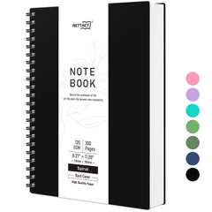 RETTACY Blank Notebook A4, Plain Note book 120gsm With 300 pages/150 Sheets for Drawing, Plastic PVC Hardcover, for Sketch Writing Women Men School, 21.5 x 27.9cm - Black