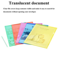 ZCZN A4 Plastic Folders, 42pcs Plastic Sleeves, Clear Open Top & Side Cut Flush File Cover, Bright Transparent Assorted Colours, Pack of 42