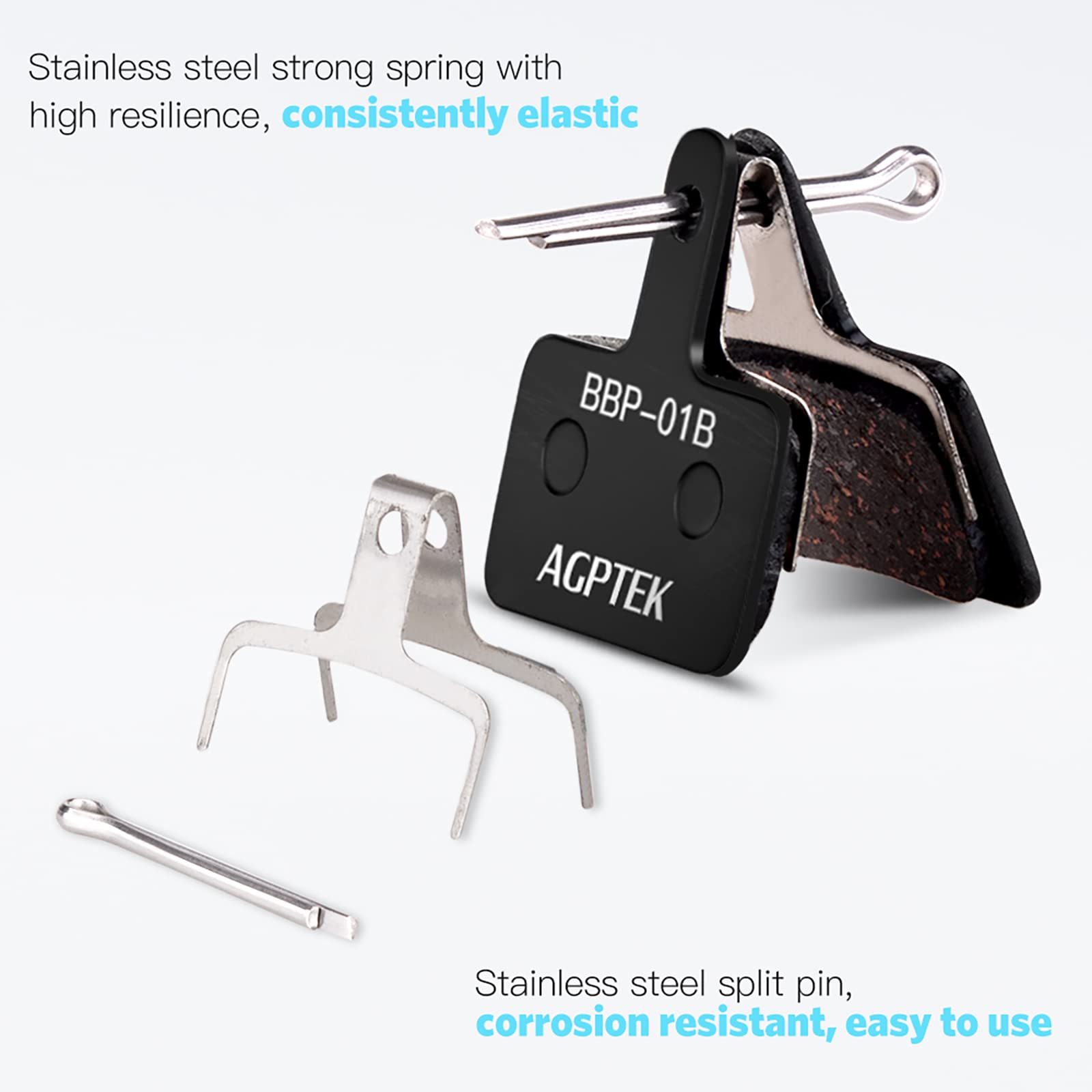 AGPTEK Bike Brake Pads 4 Pairs Disc Brake Pads for Bicycle, Compatible with Shimano B01S M515 M525 C501 C601 M415 M416 M485