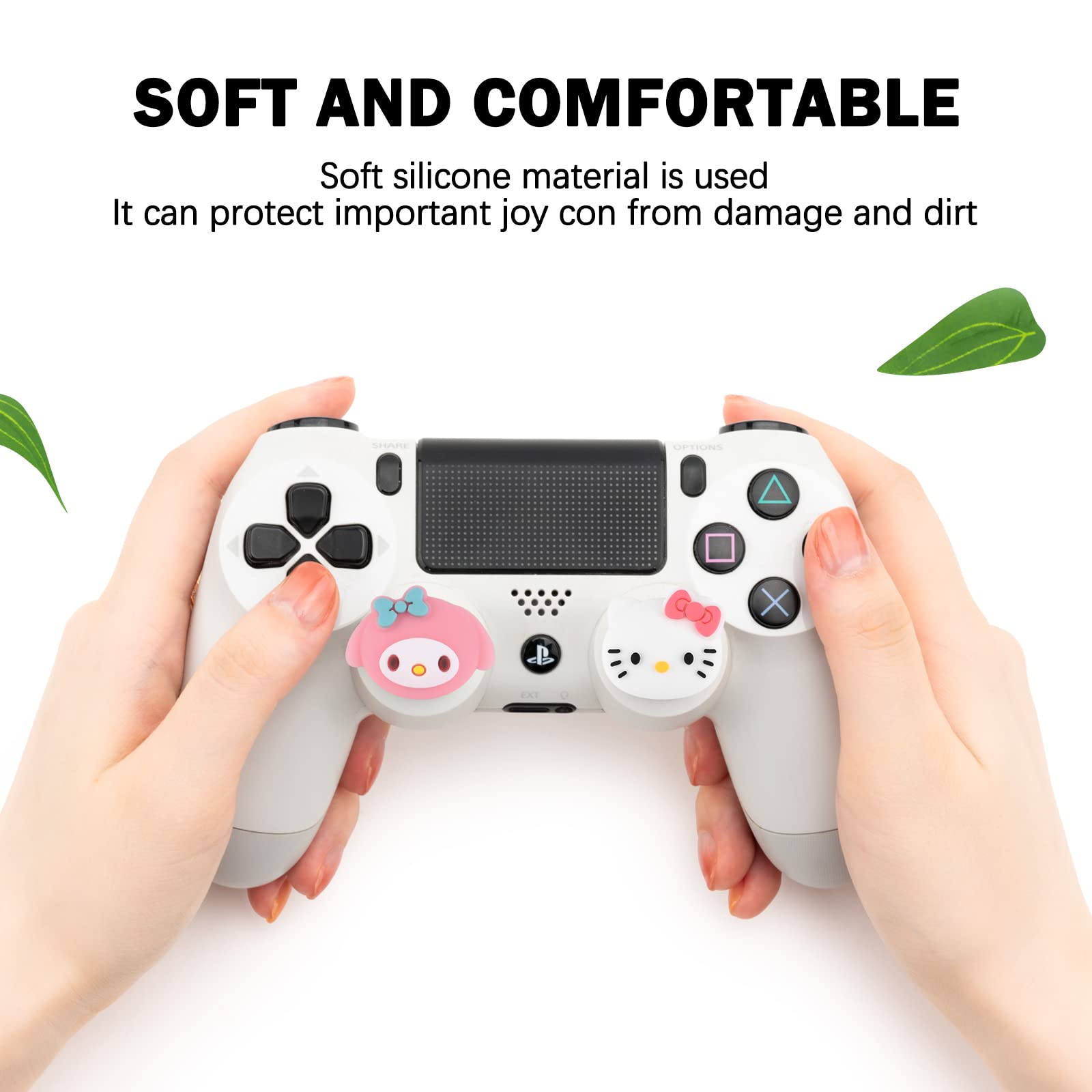 DLseego Cute Anime theme Thumbstick Caps Grip Accessory,Soft Silicone Thumbsticks Cover Set for PS5 PS4 Xbox 360 Xbox one Controller,Joystick Protection Attachments,4 PCS,Rabbit and Kitty cat