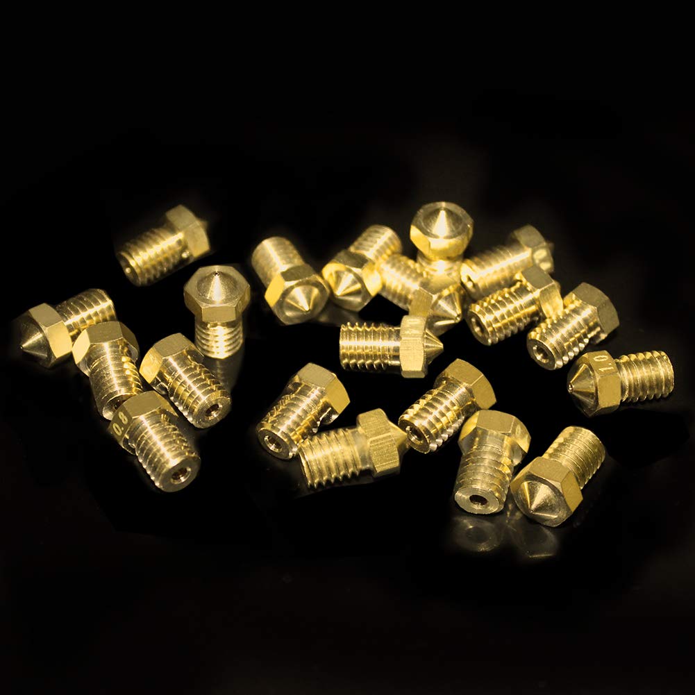 KeeYees 20pcs Brass Nozzle 0.2mm 0.3mm 0.4mm 0.5mm 0.6mm 0.8mm 1.0mm for 1.75mm Filament 3D Printer Extruder Hotend