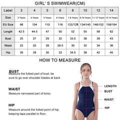 TIZAX Girls One Piece Swimsuit Solid Cross Back Multi Straps Swimwear Quick Dry Beach Swimming Costume Dark Blue 6 Years