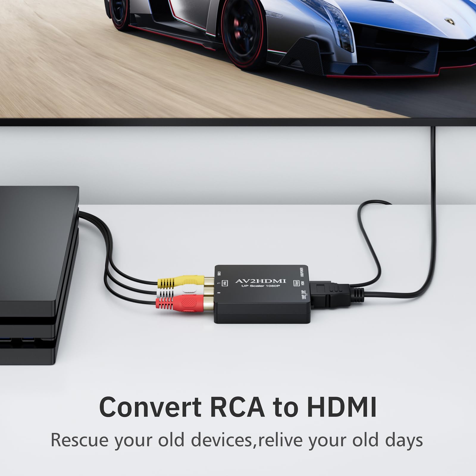 DIGITNOW RCA to HDMI, AV to HDMI Converter, 1080P Mini RCA Composite CVBS AV to HDMI Video Audio Converter, with USB Power Cable for PC Laptop Xbox PS4 PS3 TV STB VHS VCR Camera DVD Supports PAL/NTSC