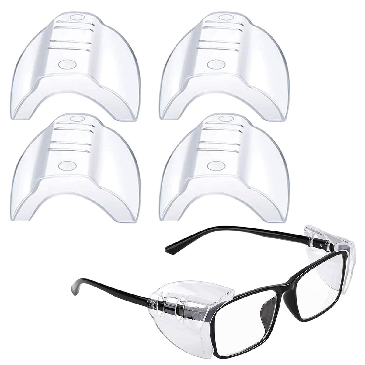 BNXF 2 Pairs Side Shields,Shields Slip on Clear Side Shields,Glasses Side Safety Protection,Safety Glasses Side Shields,Universal Side Shield Safety Glasses for Small to Medium Eyeglasses(Clear)