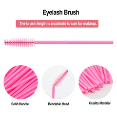 50 PCS Disposable Eyelash Brushes, Mascara Wands Eye Lash Eyebrow Extensions Brush, Applicator Cosmetic Makeup Brush Tool for Eyebrows and Fake Eyelashes (Pink)