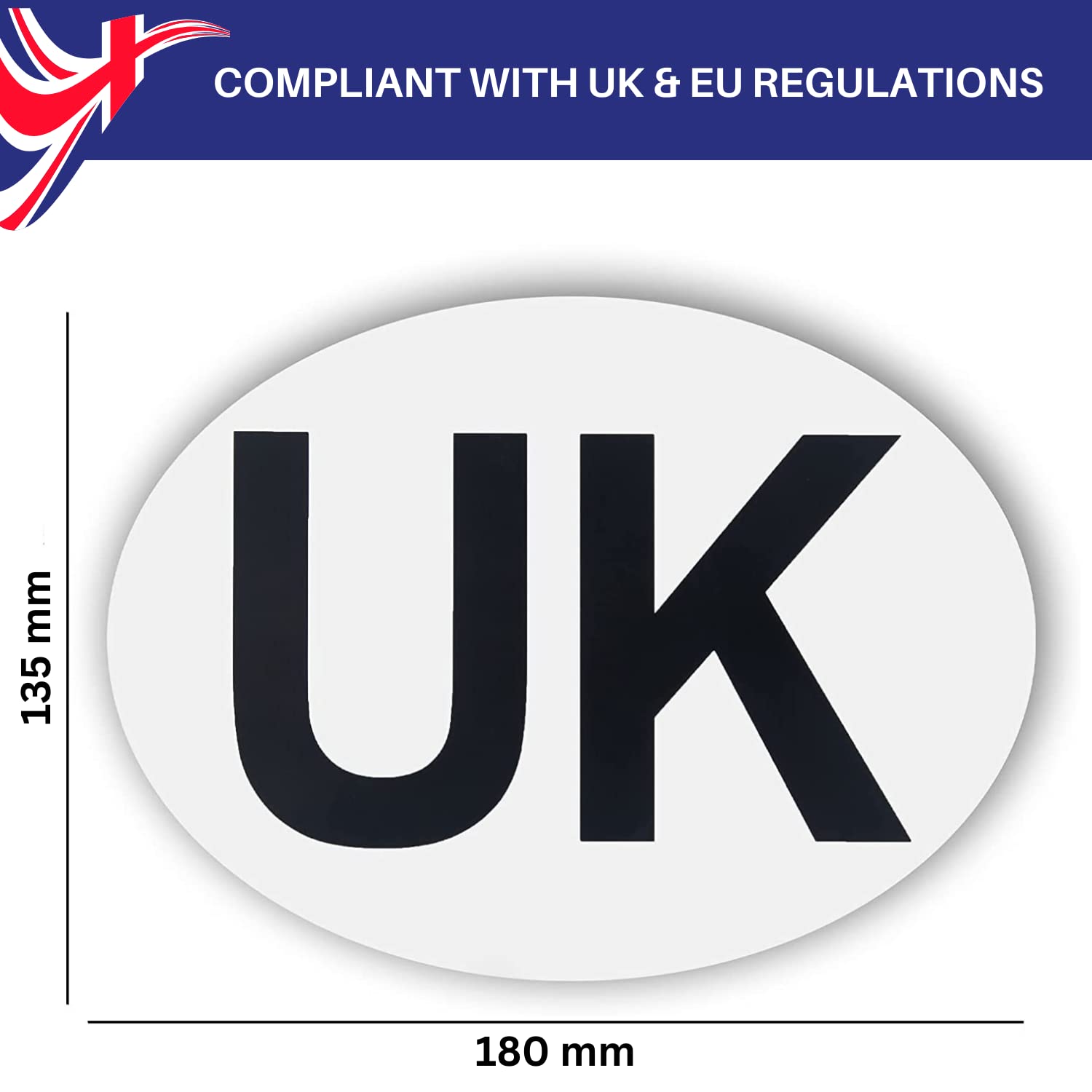 GLOBAL BIGO UK Adhesive Europe Car Sticker, Self-adhesive Oval UK Stickers for Cars, Vans, Trucks, No Melting No Blow off No Scratching, for Driving in EU