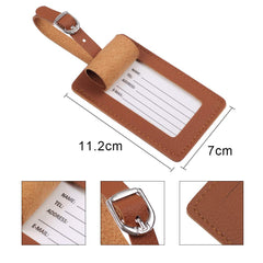 Luggage Tags, Microfiber Leather Personalized Suitcase Tag Set Luggage id Tags Labels Travel Accessories-Set of 4(Brown)