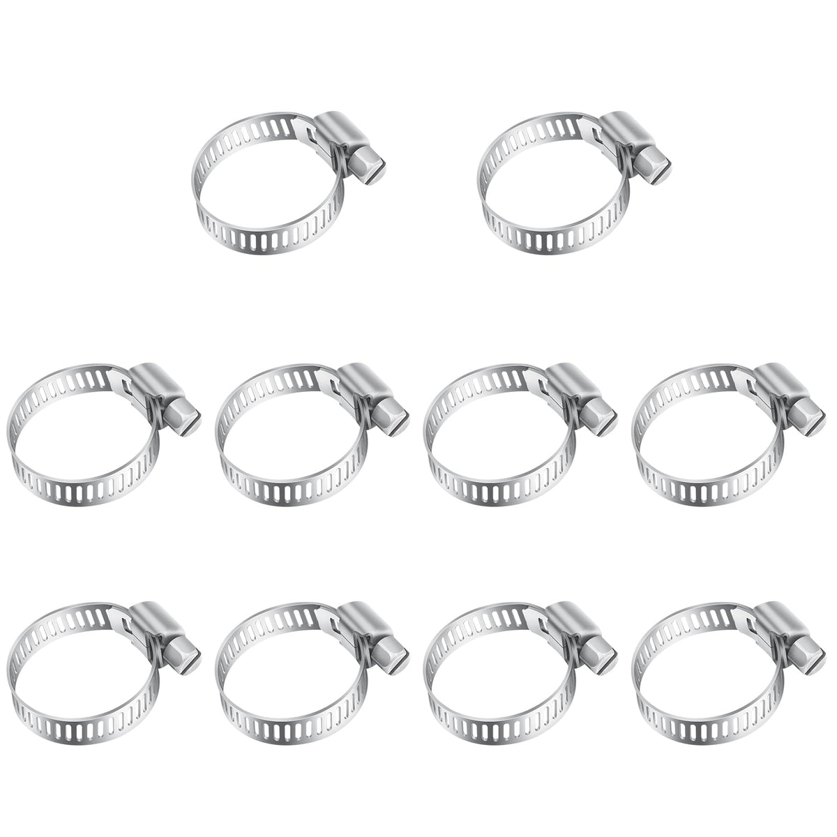 10 Piece 19-29mm Hose Clips Set, Leryati Small Hose Clamp 304 Stainless Steel Clamps, Adjustable Worm Drive Hose Pipe Clamps Clips Tube Hose Joining Clip for Pool, Washing Machine, Pond and Garden