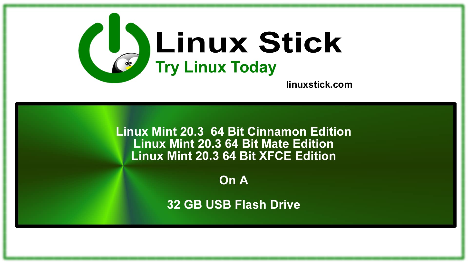 Linux Mint Cinnamon, Mate and XFCE Operating Systems on Multiboot 32GB USB Flash Drive