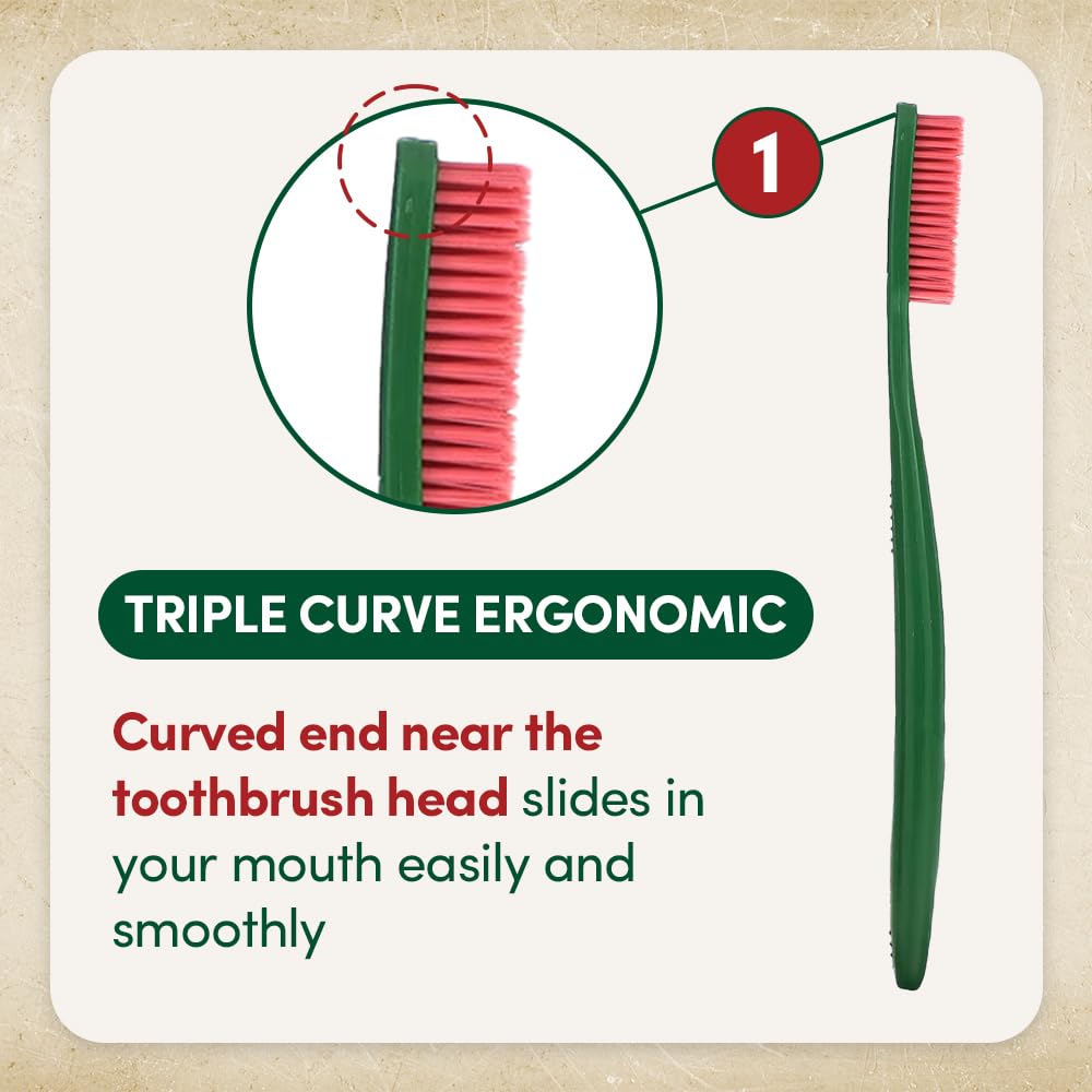 Euthymol Classic Toothbrush, Large Full Head, Soft Bristle, Triple Curve Ergonomic Manual Toothbrushes, Efficient Cleaning, Sensitive Gums Teeth, Daily Oral Enamel Dental Care