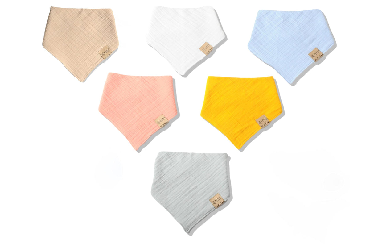 6 Pack,100% Cotton, Baby Bibs, Dribble Bibs, Baby Bandana Drool Bibs, Muslin Bibs, Newborn Bibs, Baby Bibs 0-6 Months, 4 Adjustable Snaps - Dribble Bibs 6-12 months, Bibs for Baby Boys and Baby Girls