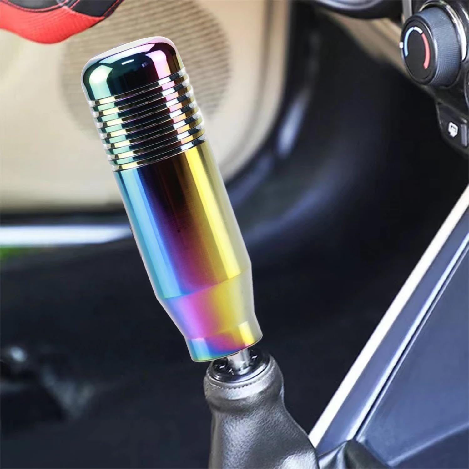 Juttzzei Car Gear Shift Knob, 8.5 CM Universal Gear Knob, Manual 5 Speed 6 Speed Gear Stick Knob, Premium Aluminum Gear Stick Shifter Lever with 3 Adapters for Most Manual Automatic Vehicles(Colorful)