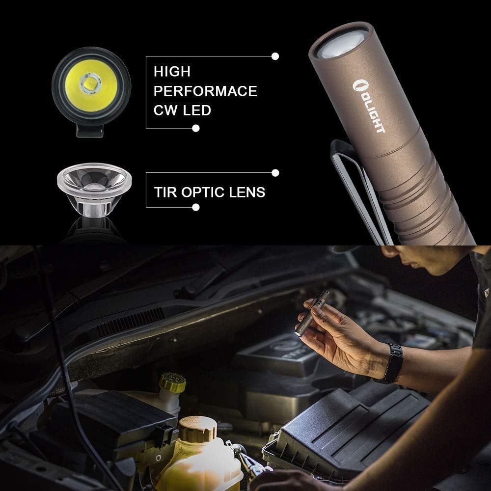 OLIGHT i3T EOS Penlight Torch 180 Lumens Mini AAA EDC Flashlight Everyday Carry Pocket Outdoor Gear for Dog Walking, Hiking, Camping, Jogging, Maintenance (Desert Tan)