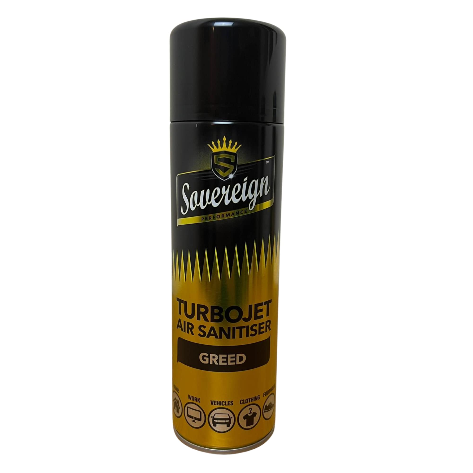 Sovereign Aerosols 3 x Sovereign Designer Fragrances Savage Greed RADA Car Home Office Gym Turbojet Air Sanitiser Freshener Blast Spray Cans 500ml Bundle