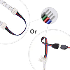 REDTRON LED Light Connector Kit, 10mm RGB LED Connector Includes 10x L Shape Connectors,2M LED Strip Light Extension Cable,4X Strip to Strip Jumpers,5X 4 Pin Male Connectors