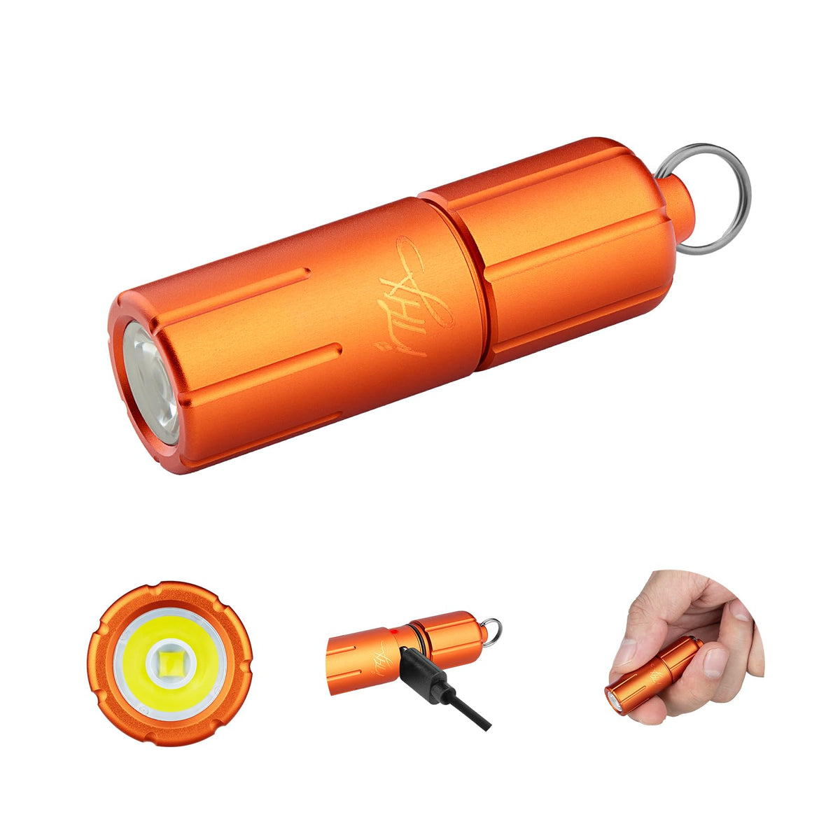 OLIGHT iTHX i1R 2 Pro EOS Rechargeable Tiny Keychain Torch 180 Lumens LED Flashlights,Slim Mini Handheld Light,Powered by Rechargeable Battery with Type-C USB Cable for Everyday Carry (Pumpkin Orange)