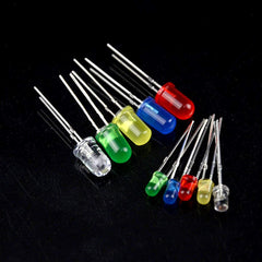 BGTXINGI 500PCS 10 Values 5 Colors 3mm and 5mm LED Light Emitting Diodes Assorted Kit Electrical Components for Lighting Bulbs and Lamps(Red Yellow Blue Green White)